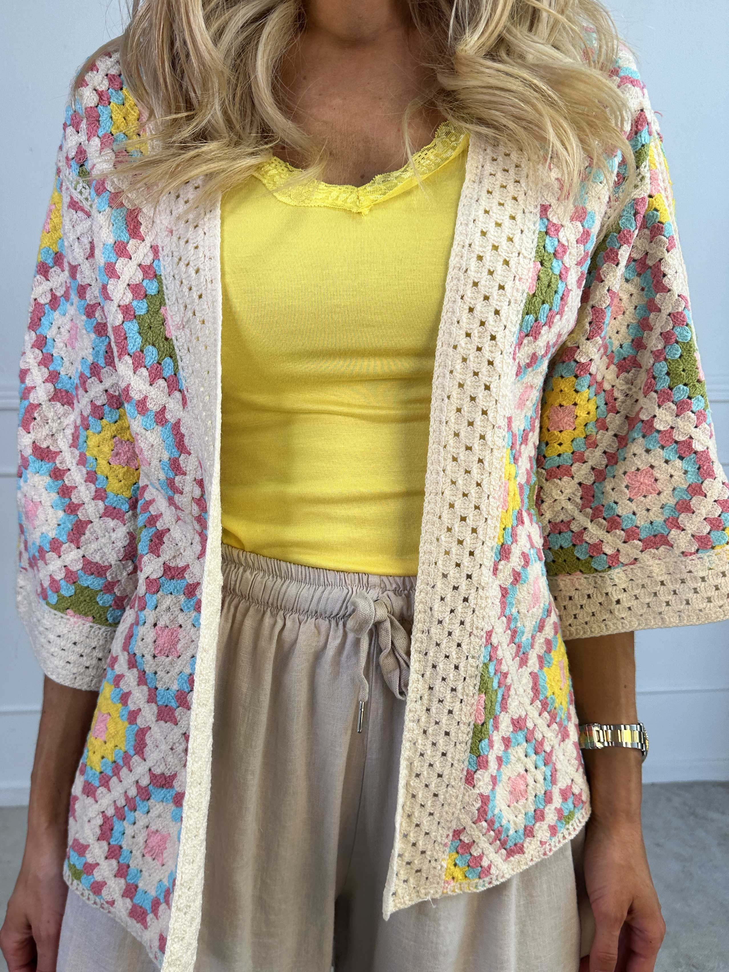 Danae - Flerfarvet cardigan i bomuld